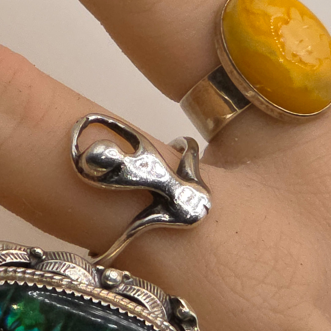 Sterling Silver Abstract Nude Woman Statement Ring