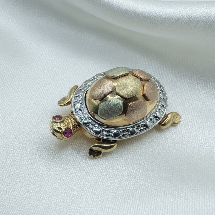 14K Tri-Color Gold "A Mother's Protective Love" Turtle Ring