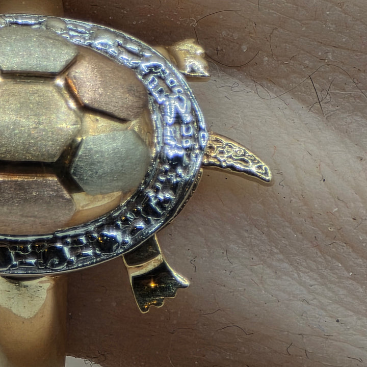 14K Tri-Color Gold "A Mother's Protective Love" Turtle Ring