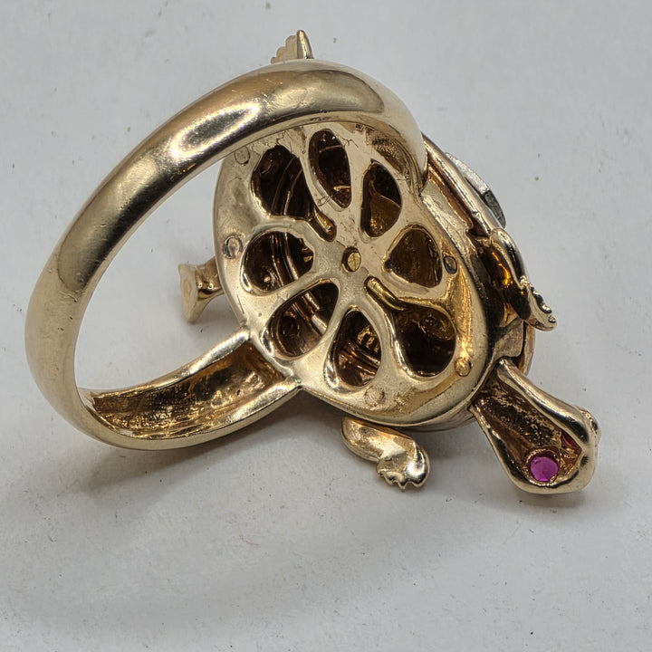 14K Tri-Color Gold "A Mother's Protective Love" Turtle Ring