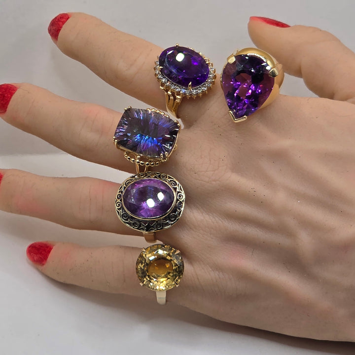 10k Gold & (est.)10+ Carat Criss Cut Mystic Topaz Statement Ring