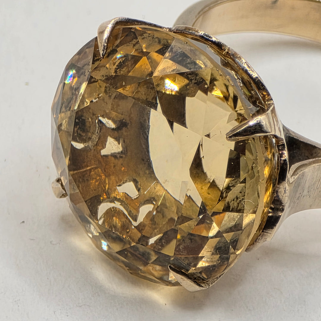 14k Gold & (est.)10+ Carat Round Cut Citrine Statement Ring