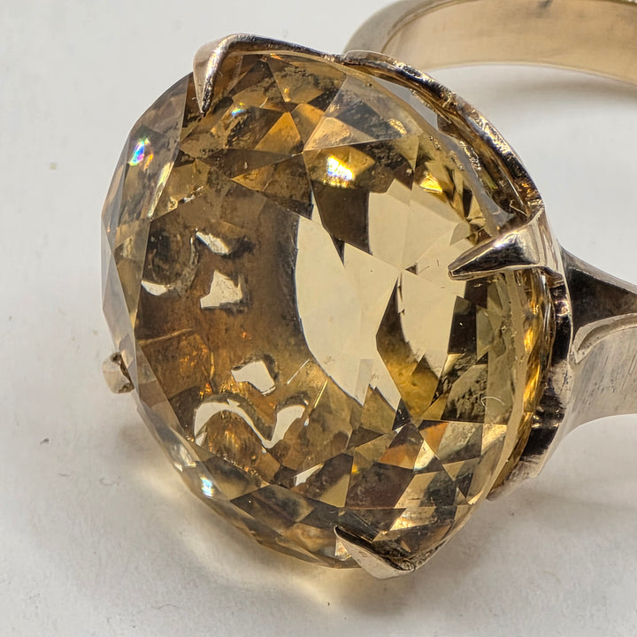 14k Gold & (est.)10+ Carat Round Cut Citrine Statement Ring