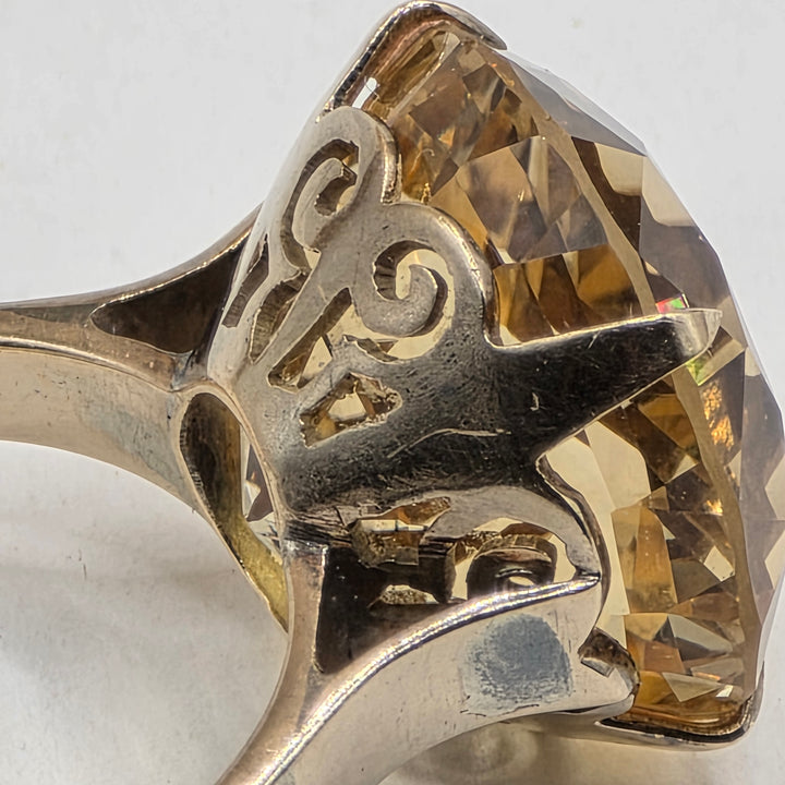 14k Gold & (est.)10+ Carat Round Cut Citrine Statement Ring