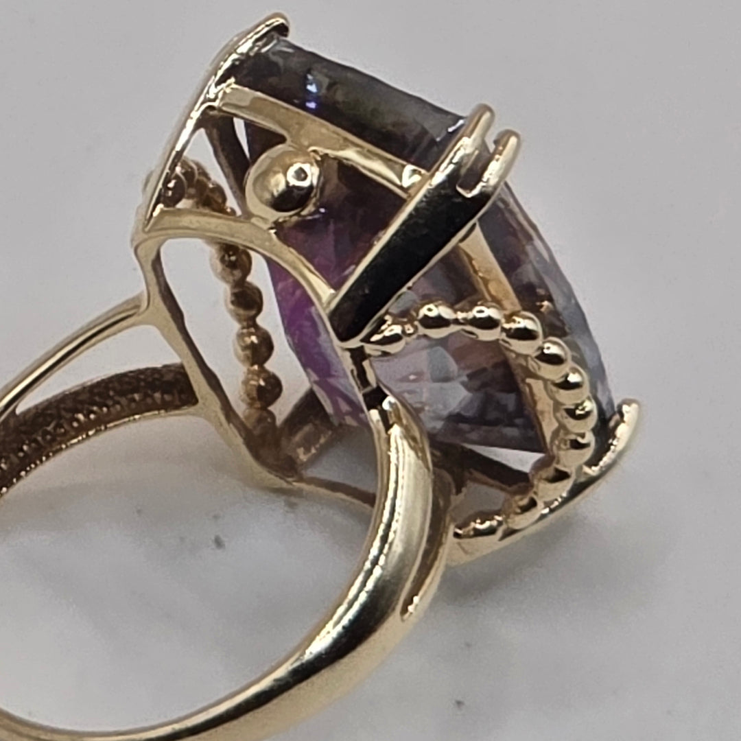 10k Gold & (est.)10+ Carat Criss Cut Mystic Topaz Statement Ring