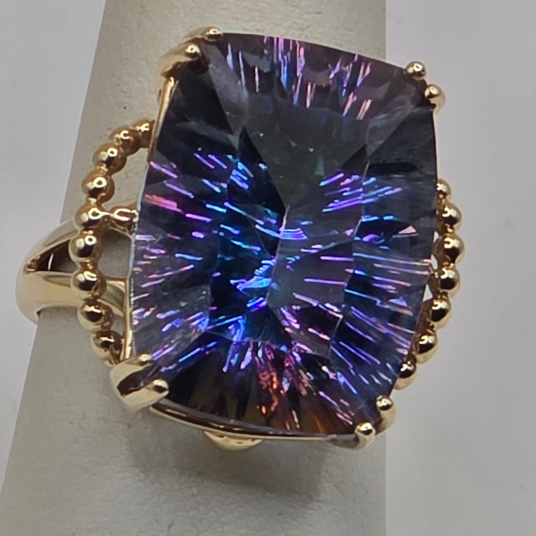 10k Gold & (est.)10+ Carat Criss Cut Mystic Topaz Statement Ring
