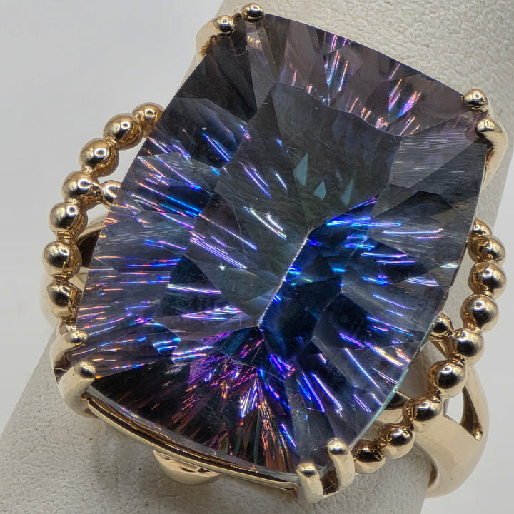 10k Gold & (est.)10+ Carat Criss Cut Mystic Topaz Statement Ring