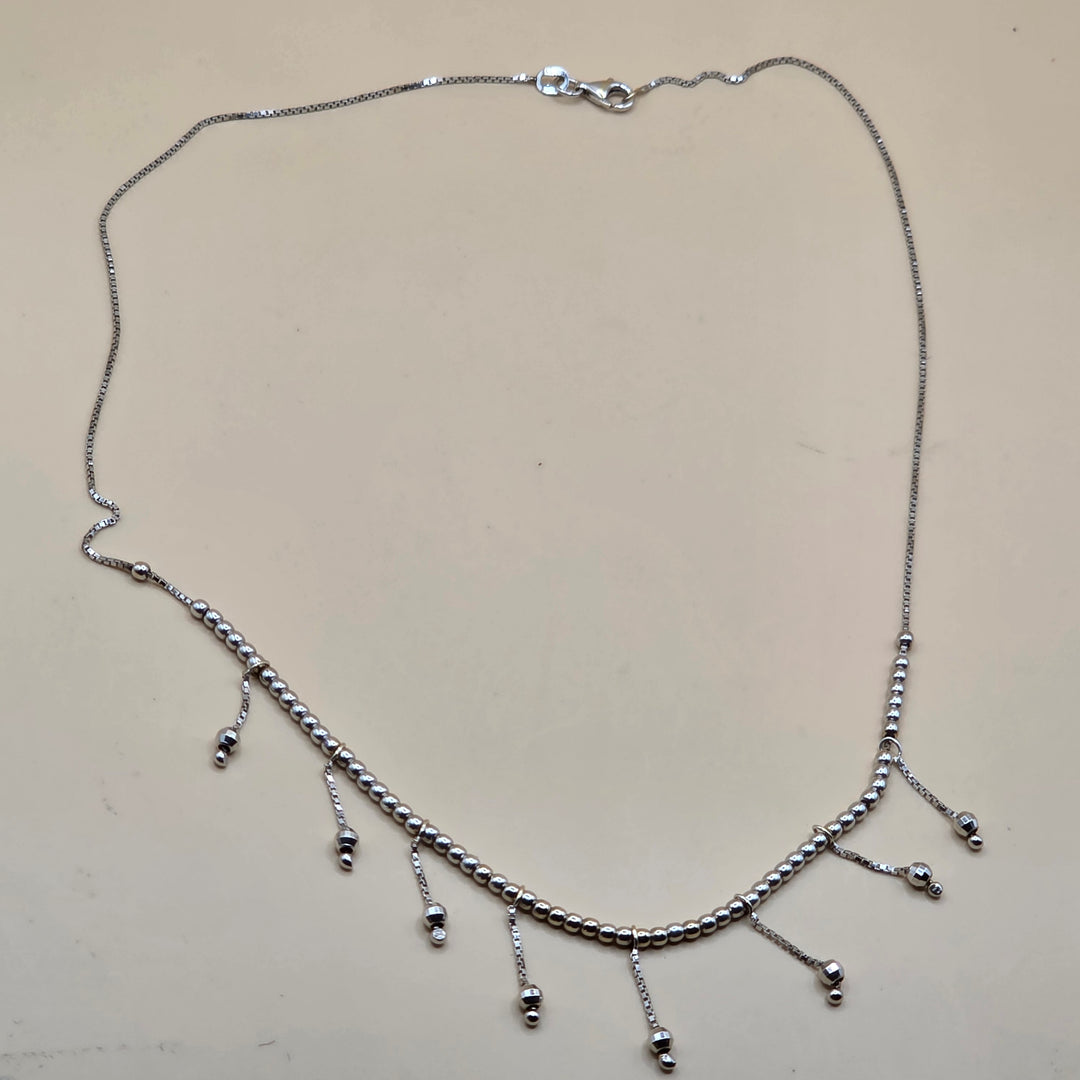 14K White Gold, 8 Drop Chandelier Necklace