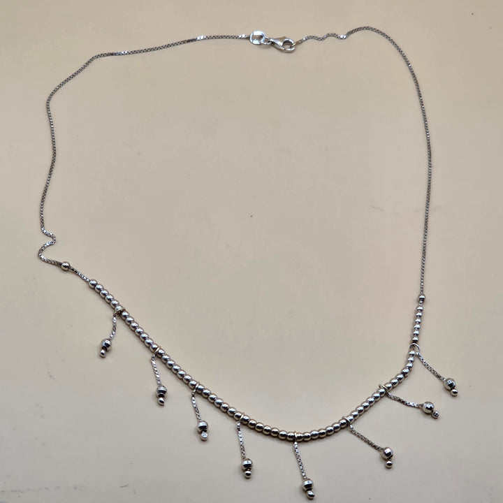 14K White Gold, 8 Drop Chandelier Necklace