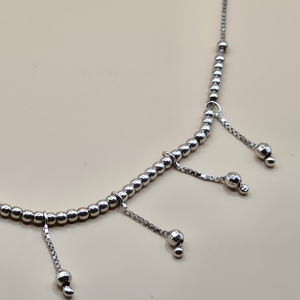 14K White Gold, 8 Drop Chandelier Necklace