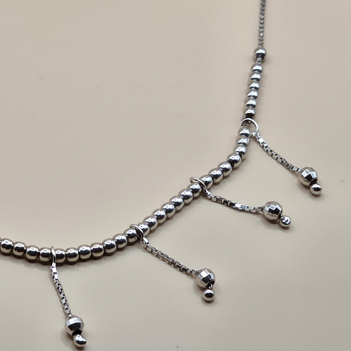 14K White Gold, 8 Drop Chandelier Necklace