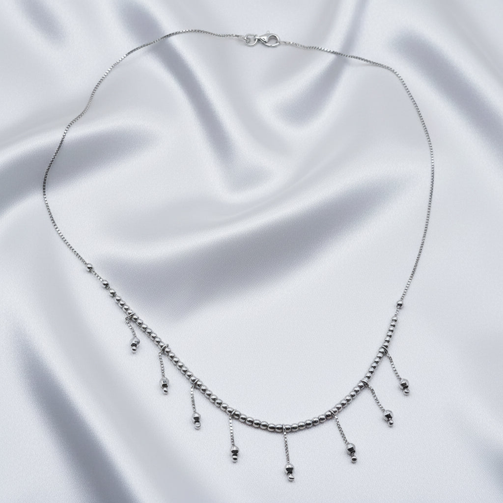 14K White Gold, 8 Drop Chandelier Necklace
