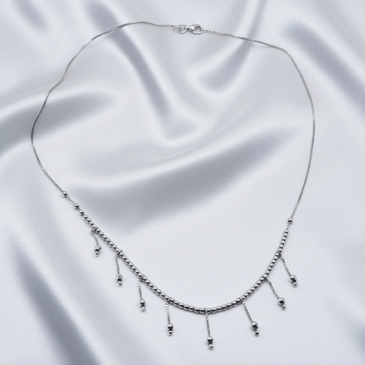 14K White Gold, 8 Drop Chandelier Necklace