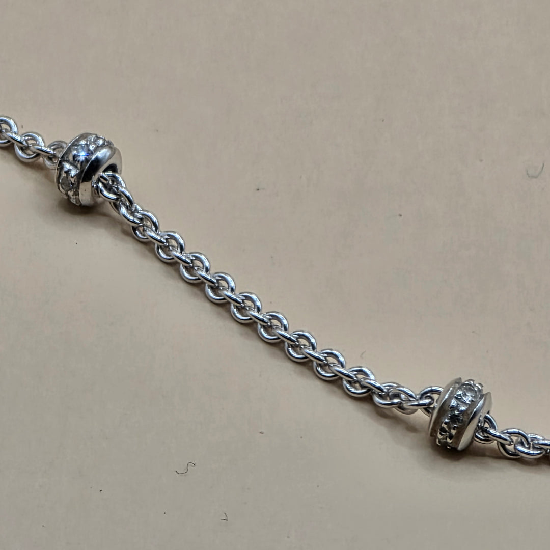 Aaron Basha 18K White Gold 4 Diamond Rondelles Necklace