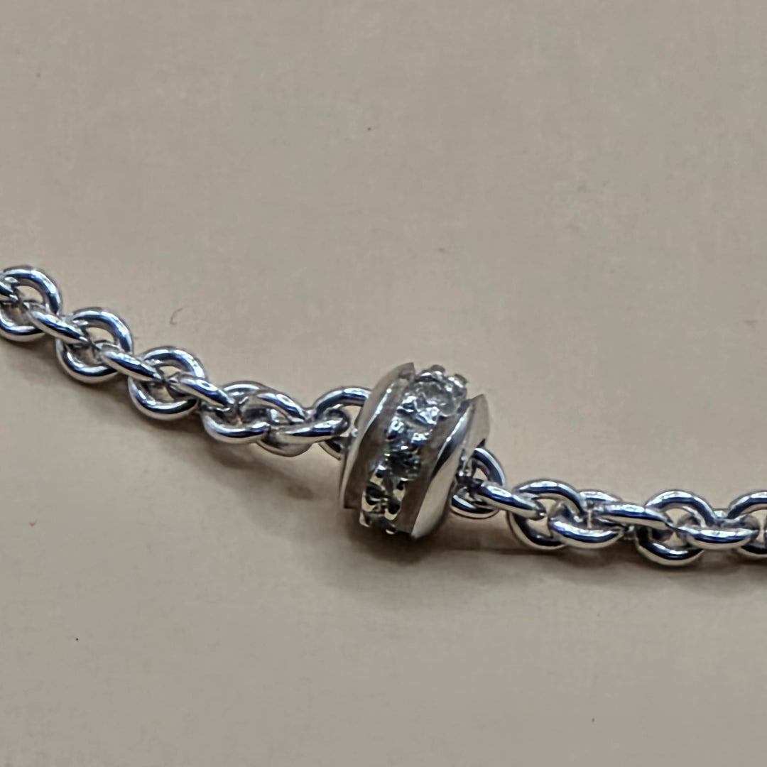 Aaron Basha 18K White Gold 4 Diamond Rondelles Necklace