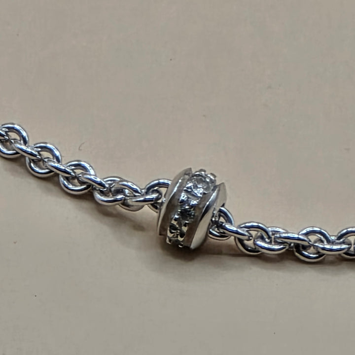 Aaron Basha 18K White Gold 4 Diamond Rondelles Necklace