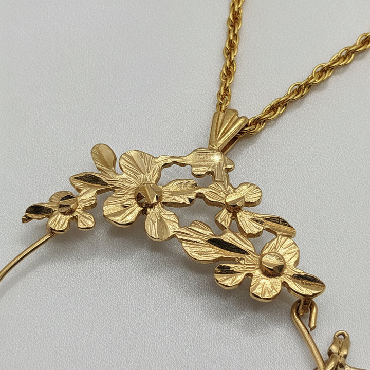 14K Gold Floral Charm Holder Necklace