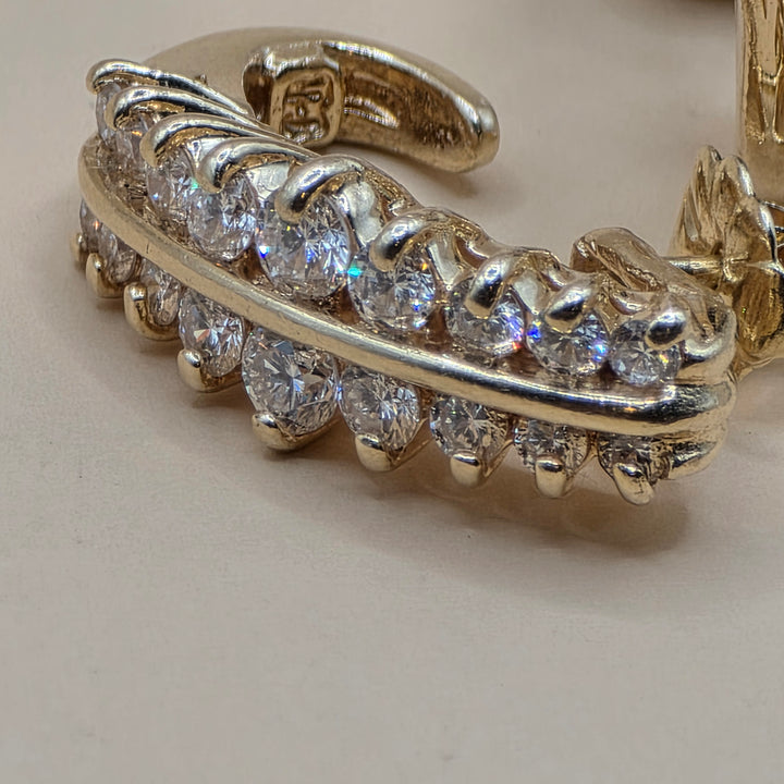 14K Gold & Double Row Diamond J Hook Earrings