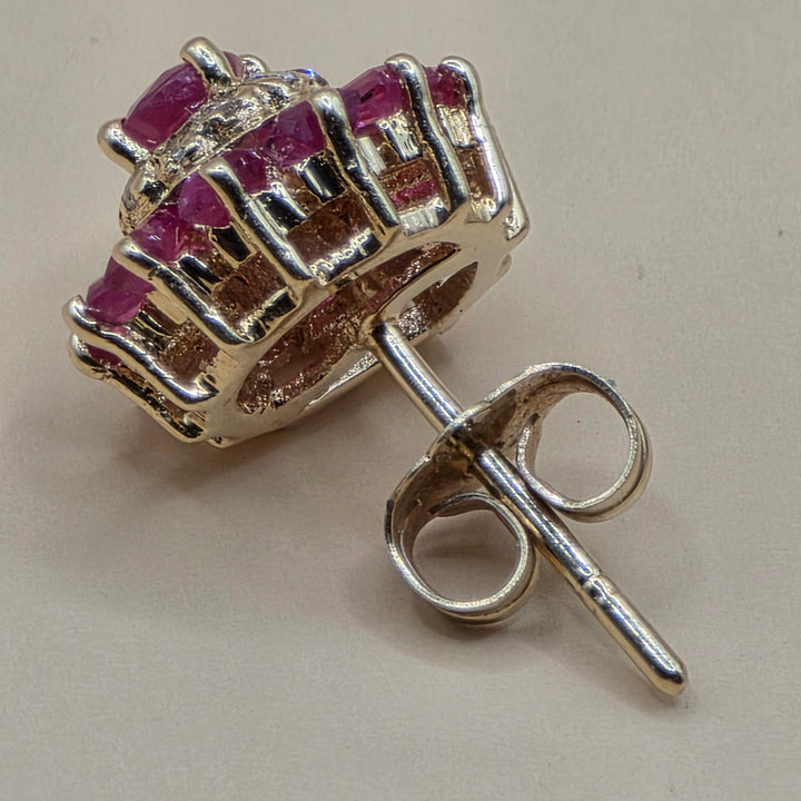 14K Gold, Ruby & Diamond Pear Stud Earrings