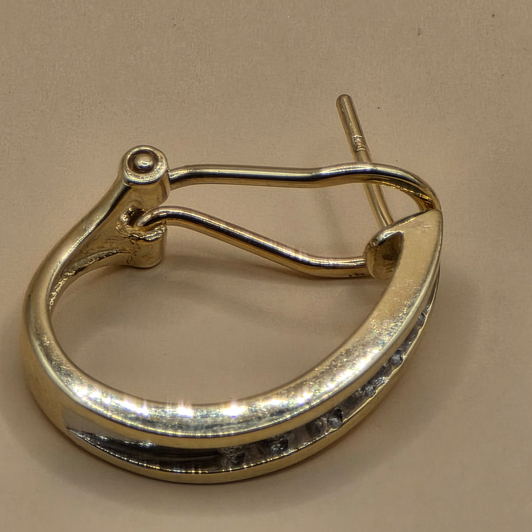 14K Gold & Pave Diamond Mini Half-Hoop Earrings