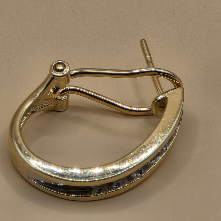 14K Gold & Pave Diamond Mini Half-Hoop Earrings