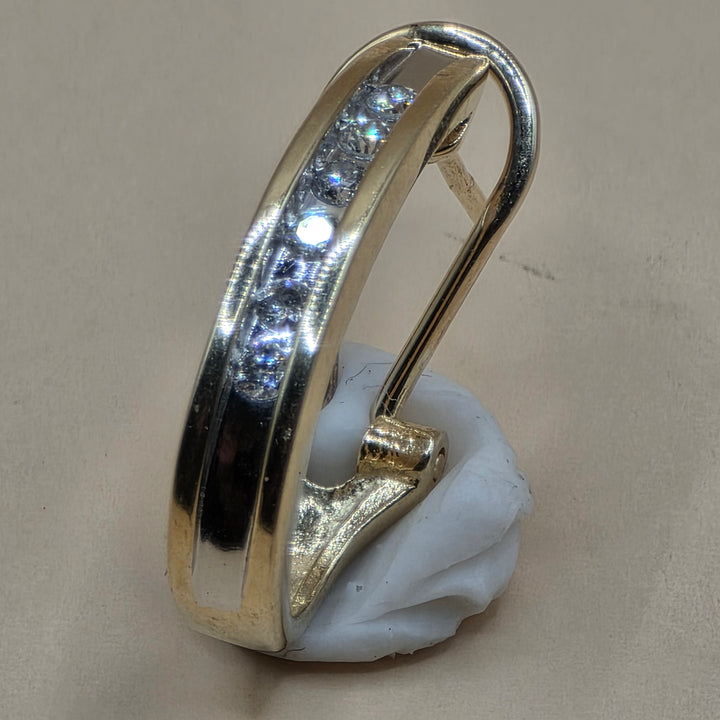 14K Gold & Pave Diamond Mini Half-Hoop Earrings