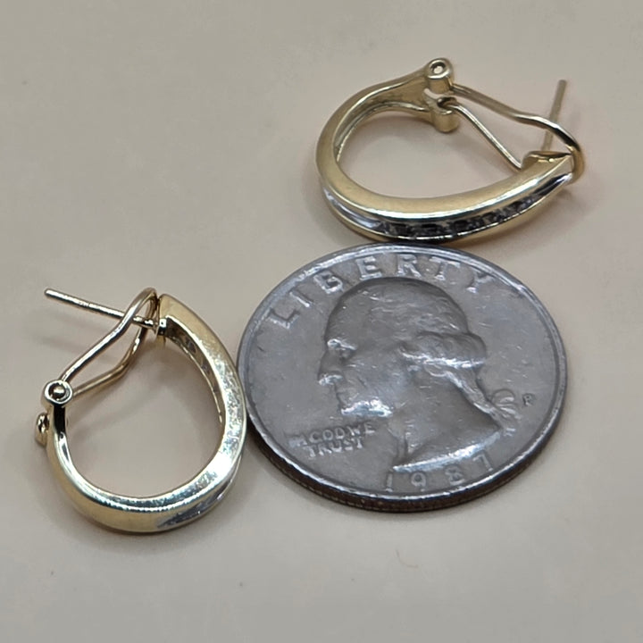 14K Gold & Pave Diamond Mini Half-Hoop Earrings