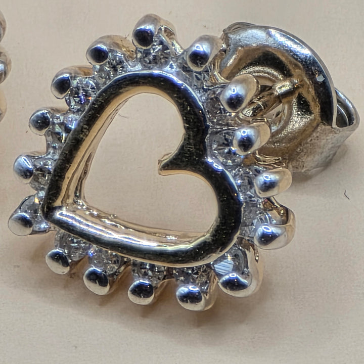 14K Gold & Diamond Heart Stud Earrings