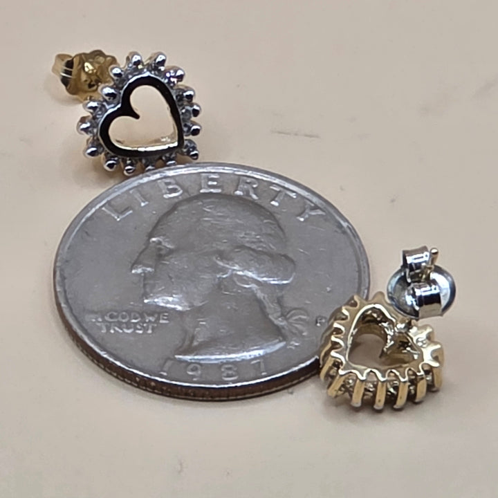 14K Gold & Diamond Heart Stud Earrings