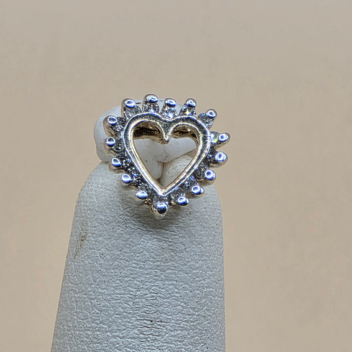 14K Gold & Diamond Heart Stud Earrings
