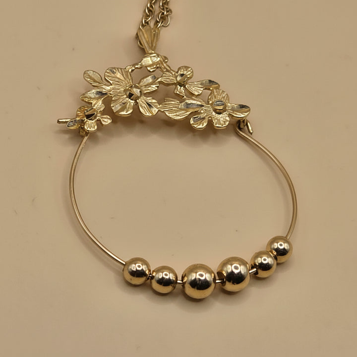 14K Gold Floral Charm Holder Necklace