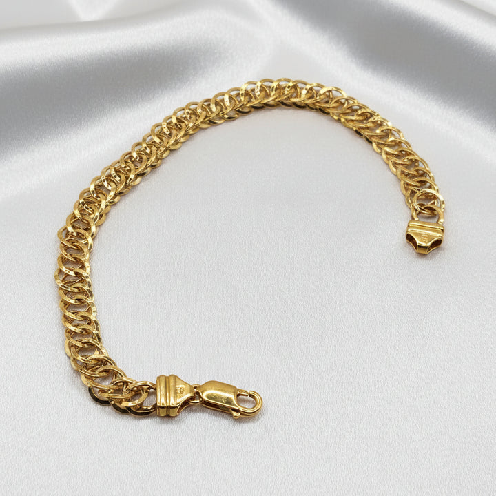 14K Gold Double Curb Link Statement Bracelet