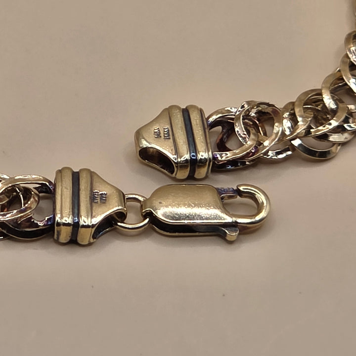 14K Gold Double Curb Link Statement Bracelet