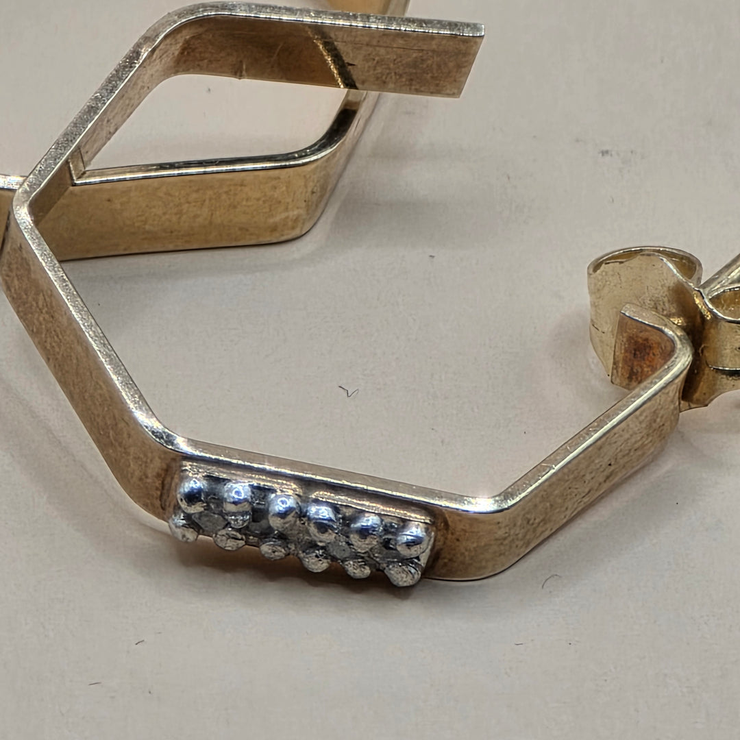14K White & Yellow Gold & Diamond Hex Hoop Earrings