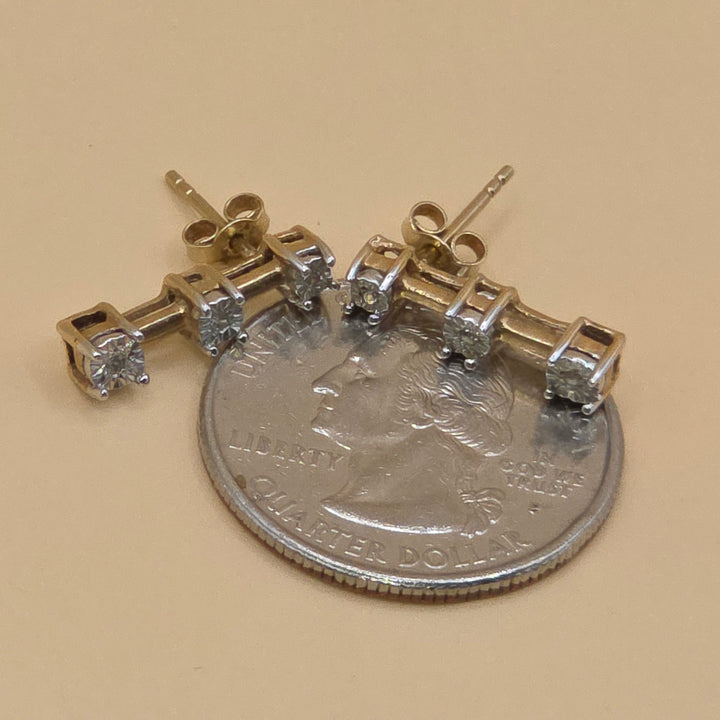 10K Gold & Triple Illusion Diamond Drop Earrings