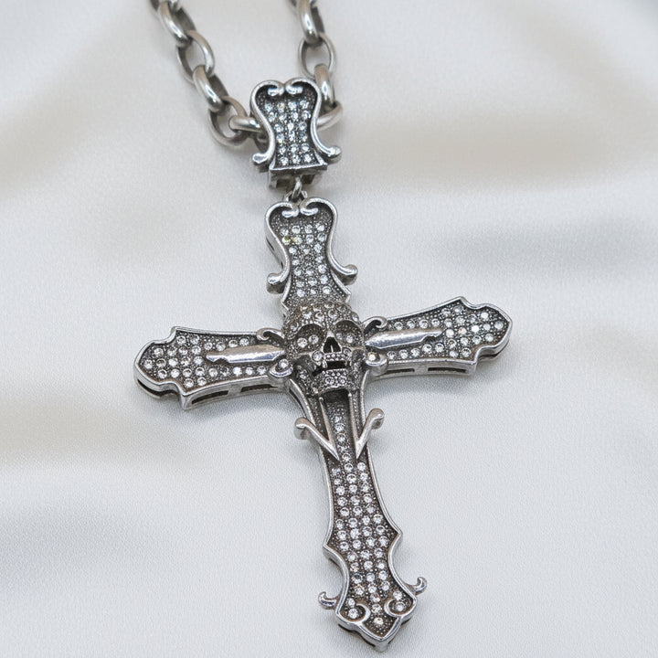 Sterling Silver "Triumph Over Death" Gothic Cross Necklace