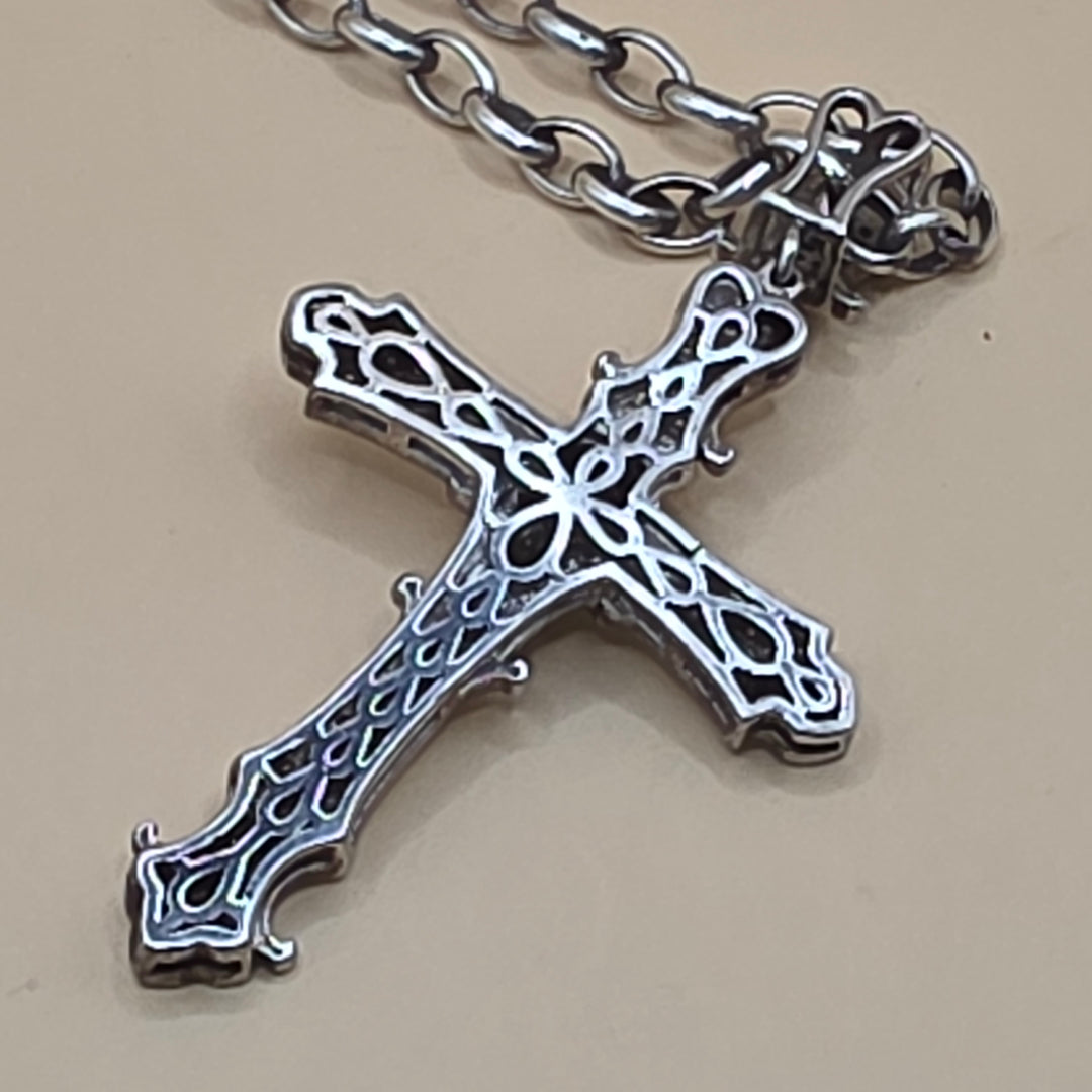 Sterling Silver "Triumph Over Death" Gothic Cross Necklace