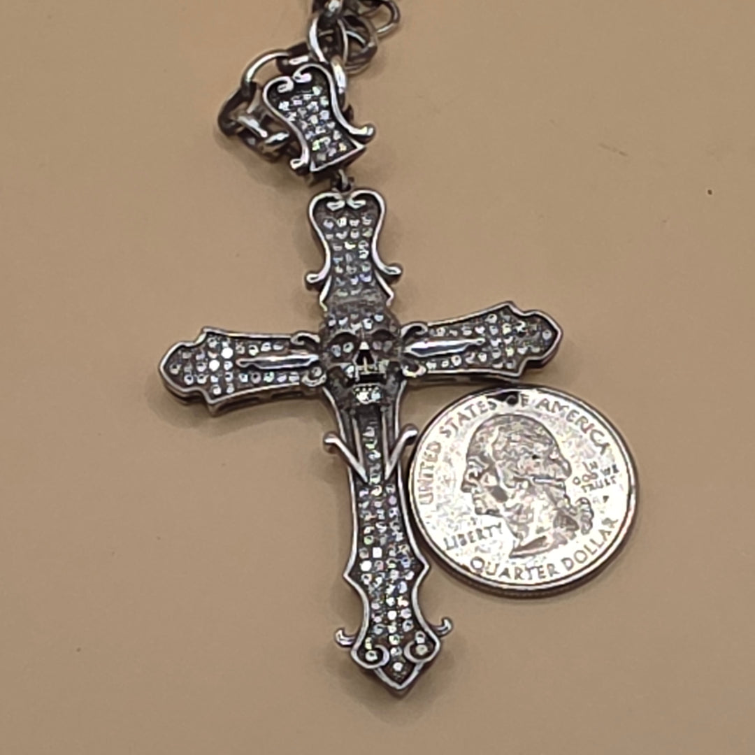 Sterling Silver "Triumph Over Death" Gothic Cross Necklace