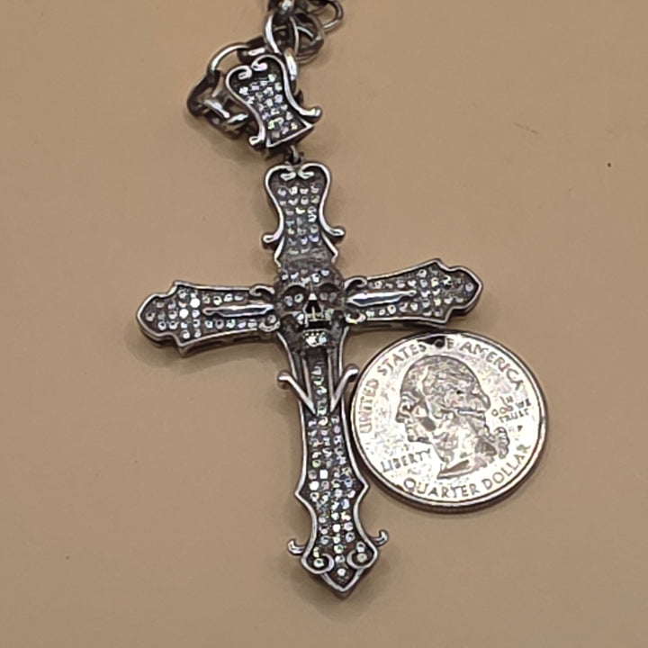 Sterling Silver "Triumph Over Death" Gothic Cross Necklace