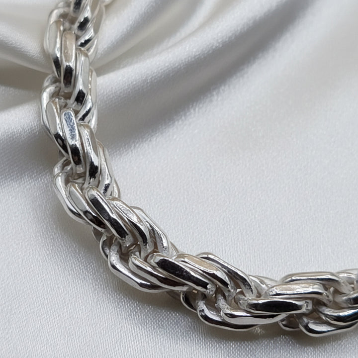 Heavy Shiny Sterling Silver Traditional Rope Link Necklace - Italy