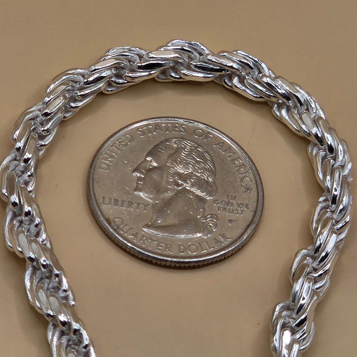 Heavy Shiny Sterling Silver Traditional Rope Link Necklace - Italy