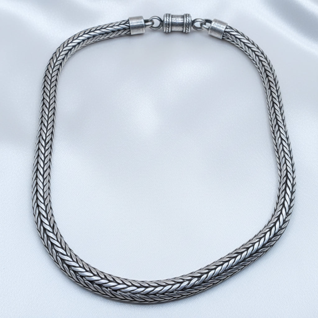 Vintage Suarti Bali Sterling Silver Wheat Link Choker