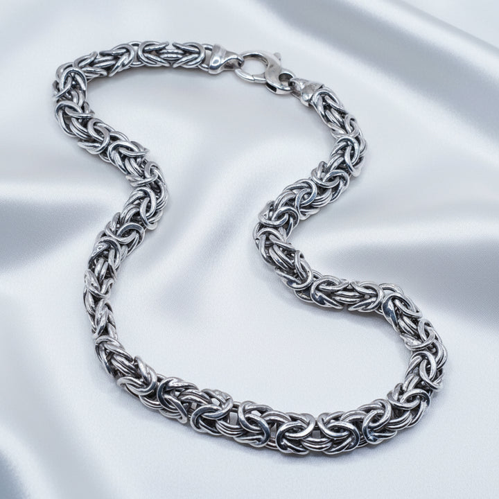 Vintage Complex Weave Sterling Silver Byzantine Link Choker