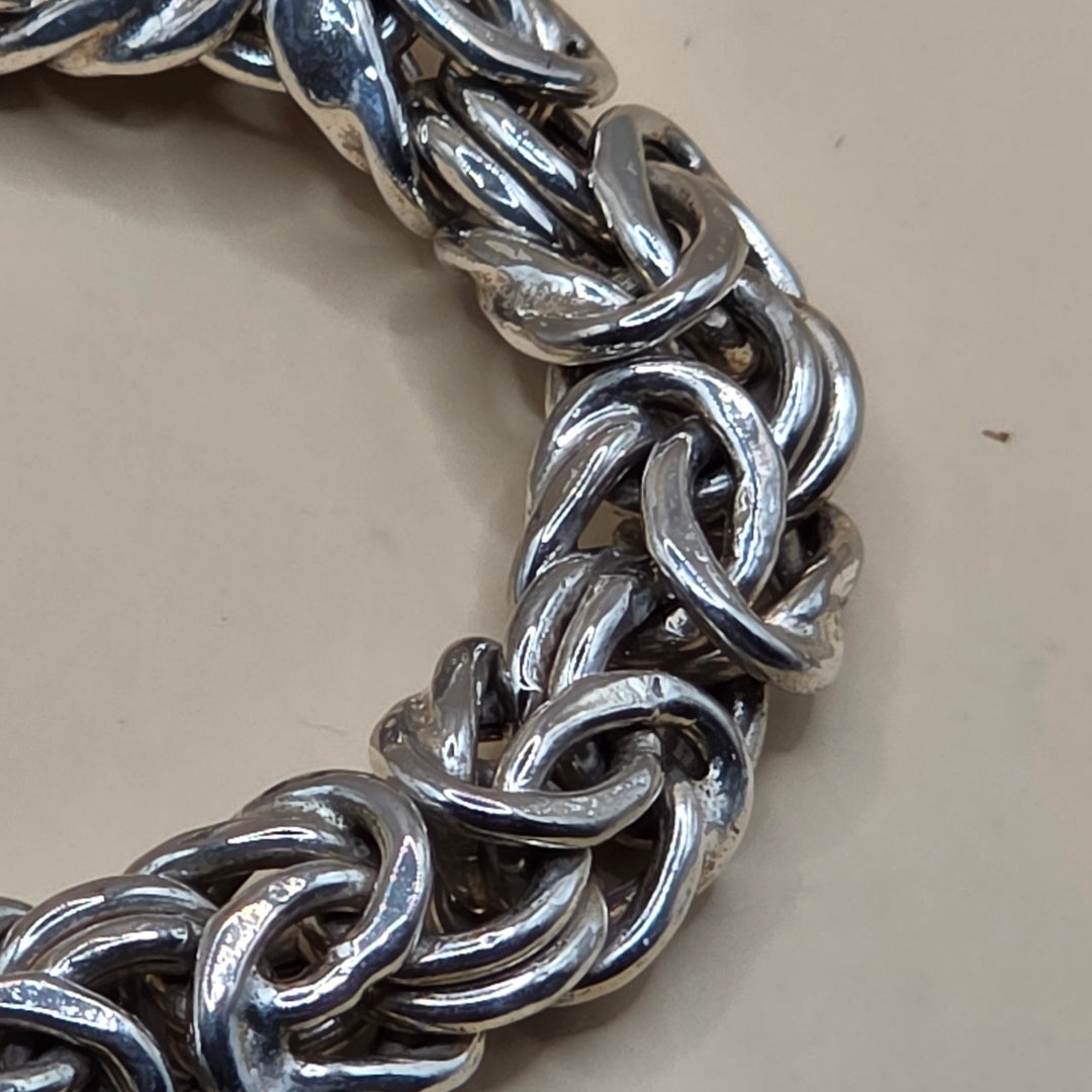 Vintage Complex Weave Sterling Silver Byzantine Link Choker