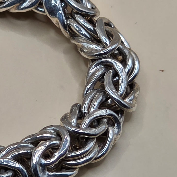 Vintage Complex Weave Sterling Silver Byzantine Link Choker
