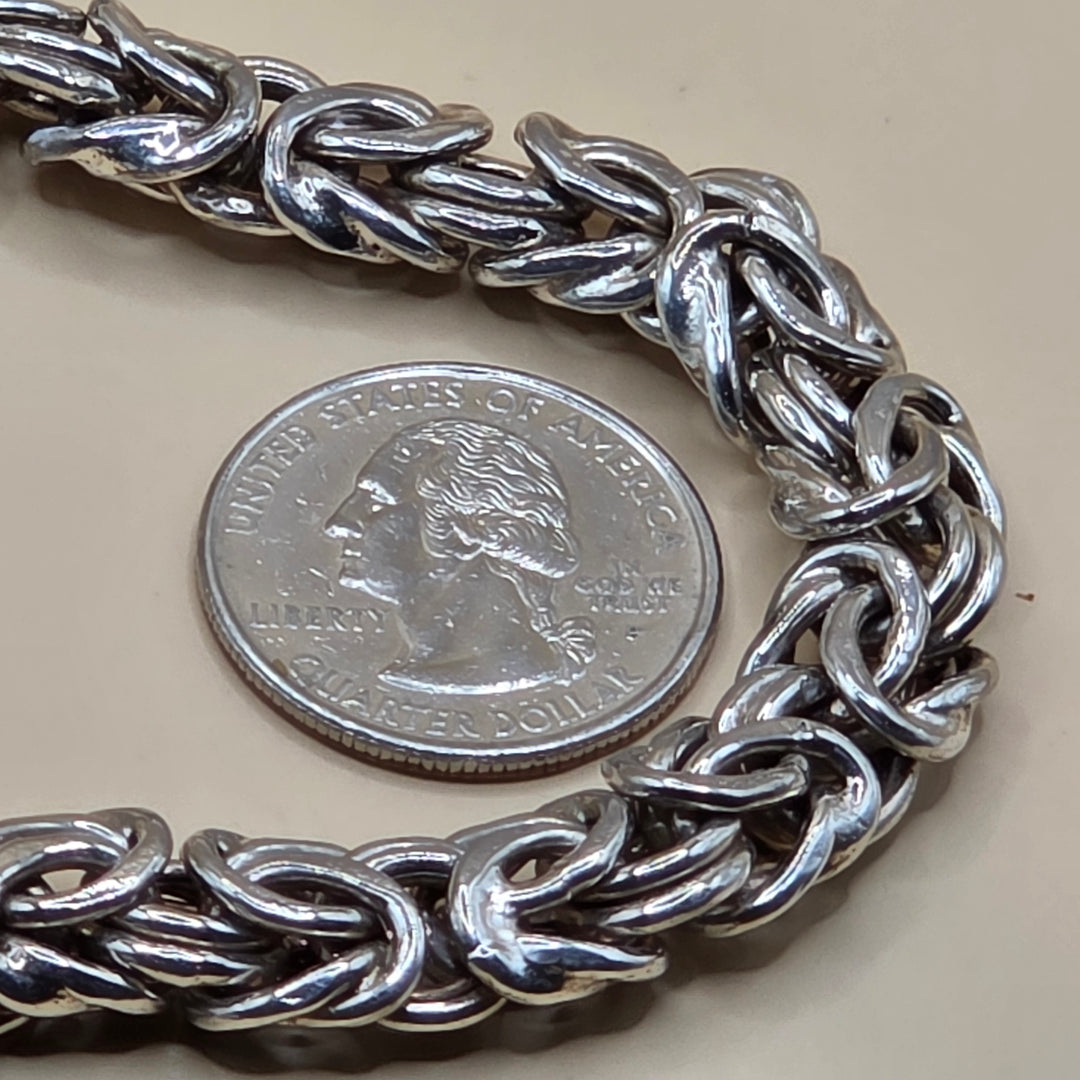 Vintage Complex Weave Sterling Silver Byzantine Link Choker
