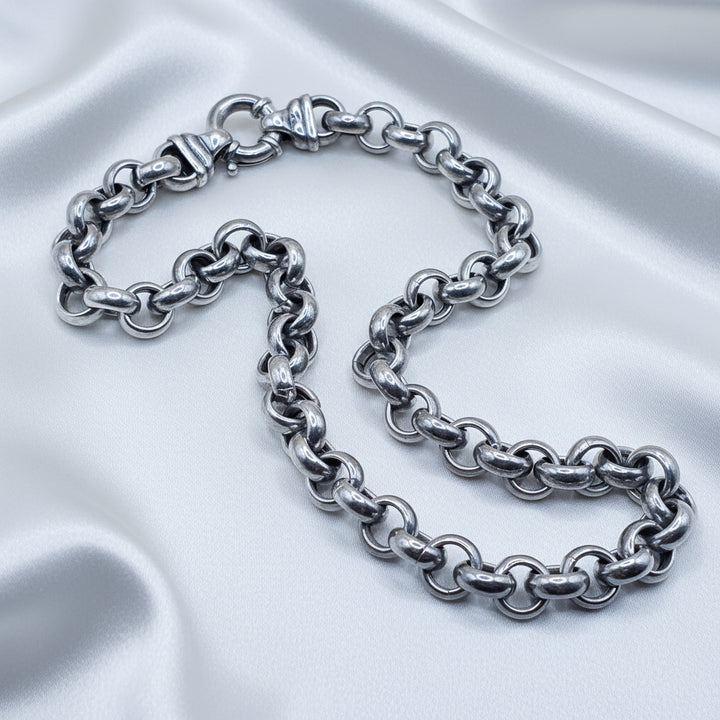 Hefty Traditional Round Link Sterling Silver Choker