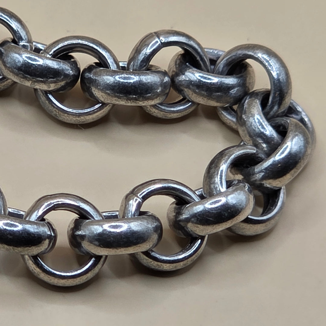 Hefty Traditional Round Link Sterling Silver Choker