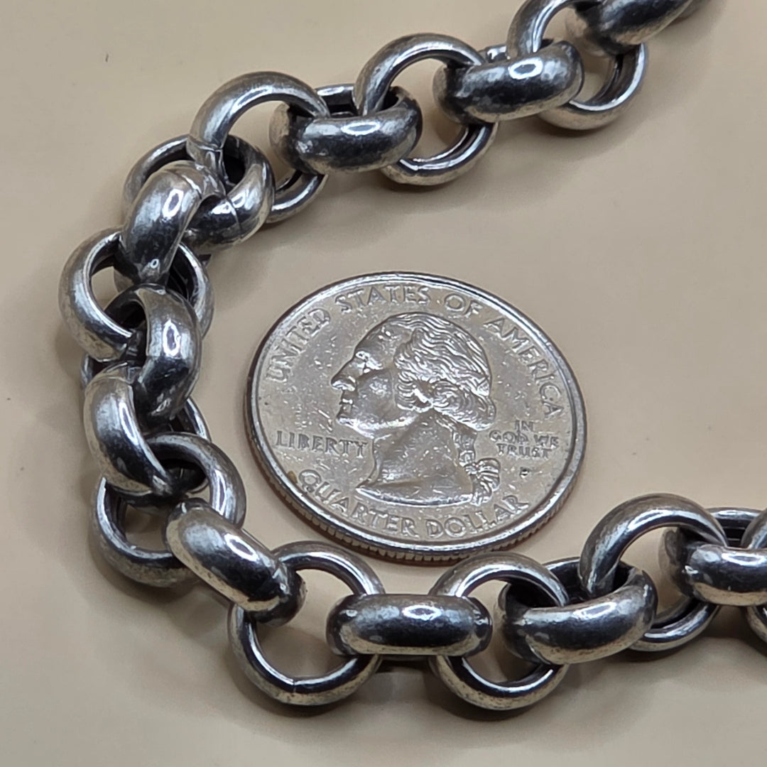 Hefty Traditional Round Link Sterling Silver Choker