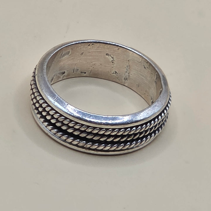 Sterling Silver Triple Braided Twisted Fidget Ring